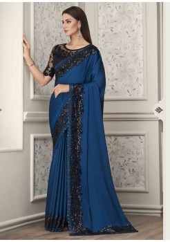 Blue & Black Soft Silk Saree